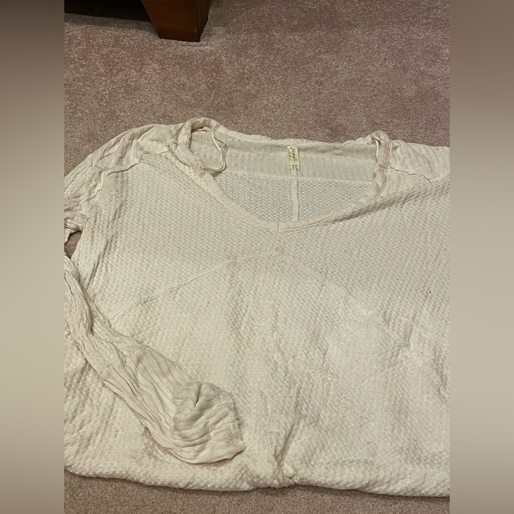 Free People Blush Pink Oversized Long Sleeve Thermal Shirt